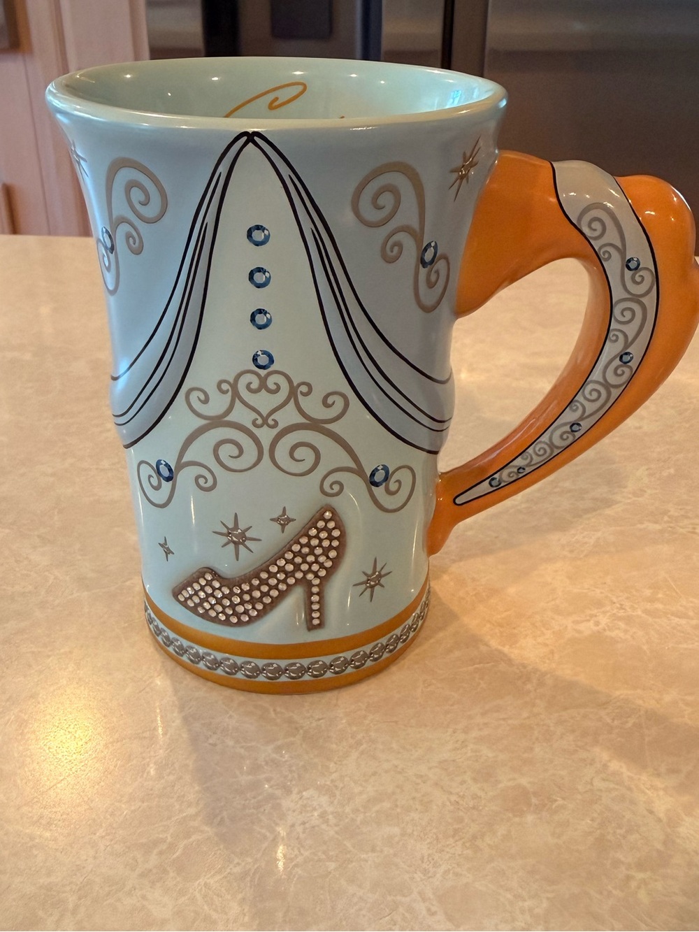 Disney Cinderella blue and gold Jeweled High-Heel, Ceramic Mug